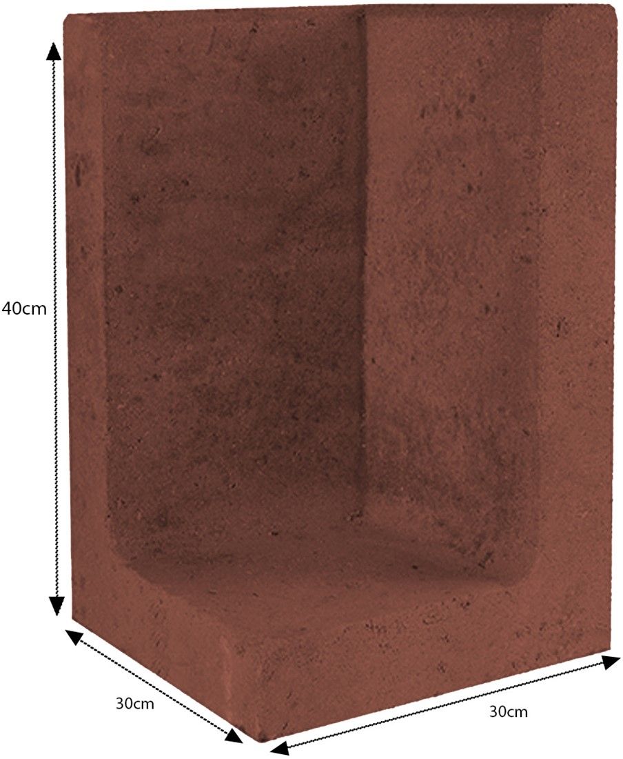 L-Element Hoek 30x30x40cm Corten