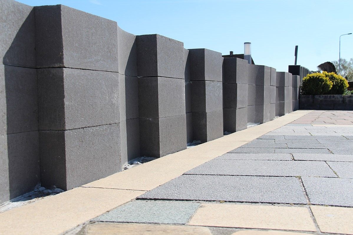 Palissade block wave 60x15x15cm Grijs